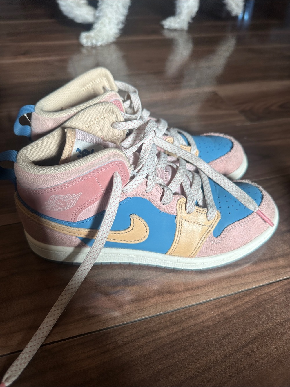 Jordan Kids Mid-Top Sneakers in Pink, Blue & Yellow